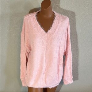 SHEIN Soft Pink V-Neck Sweater